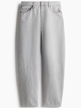 H&M High Rise Barrel Leg Jeans Light Gray Denim Size 2